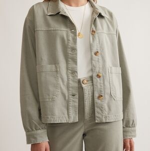 Marine Layer Freya Utility Women’s Large Green Button Up Shacket Jacket